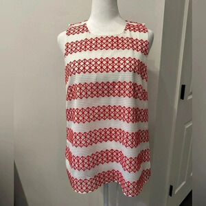 Anna Cate Red White Embroidered Sleeveless Blouse Tank size Medium